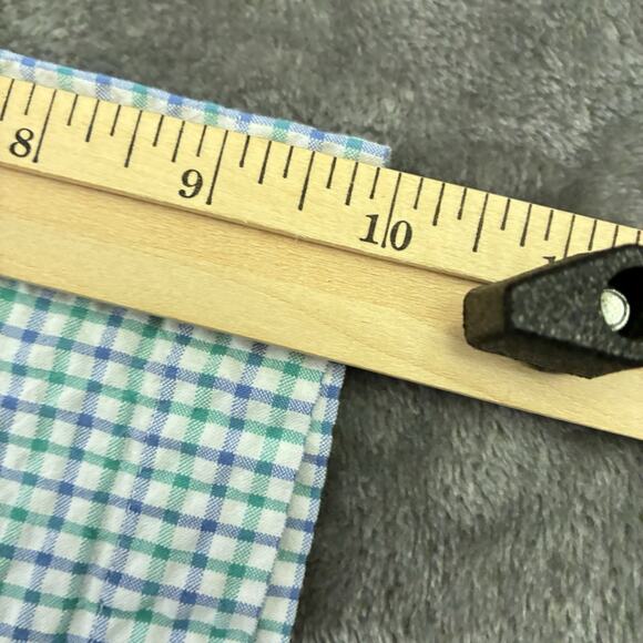 LL Bean Seersucker Shirt Mens L White, Blue, Green Check Gingham Button Up - Picture 7 of 8